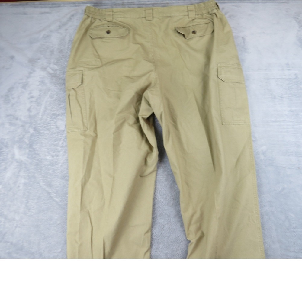 LL Bean Comfort Waist Cargo Pants Mens 44x30 Khaki Tan Utility Chino - Picture 3 of 8
